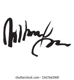 Unreadable handwriting font signature text on white background