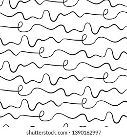 Unreadable handwritten scribble seamless pattern, black and white abstract lettering imitation. Vector illustration.
