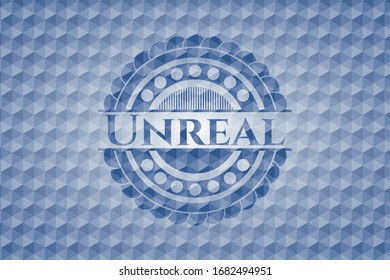 Unreal blue emblem with geometric pattern background. Vector Illustration. Detailed.