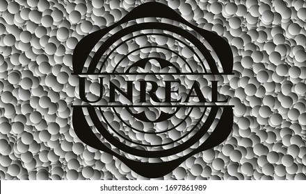 Unreal dark emblem with grey bubbles background. Vector Illustration. Detailed.