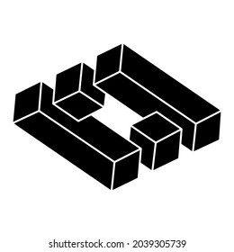 Unreal geometric figure. Impossible shape. Optical illusion object. Optical art.