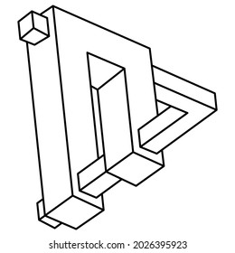 Unreal geometric figures. Impossible shape. Web design element. Optical Illusion object. Line design.