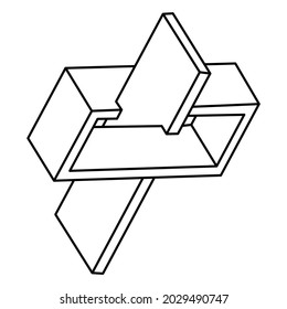 Unreal geometric figures. Impossible shape. Web design element. Optical illusion object. Escher style. Line design. Optical art.