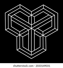 Unreal geometric figures. Impossible shapes logo design, optical illusion objects. Optical art figure. Sacred geometry.