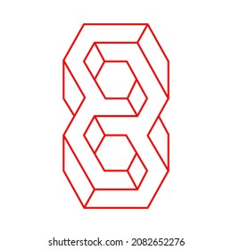 Unreal geometric figures. Optical illusion shapes. Impossible objects. Optical art. Line art. Sacred geometry. Logo.