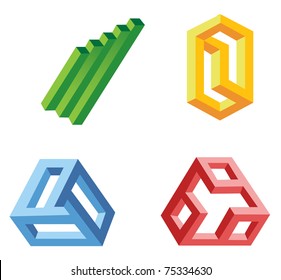 unreal geometrical shapes symbols, vector