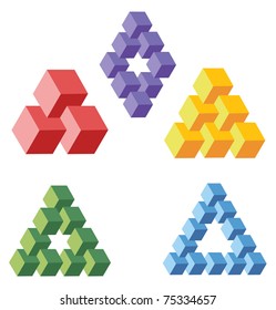unreal geometrical symbols from cubes, vector