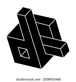 Unreal geometry figure. Impossible shape. Optical illusion. Abstract eternal geometric object. 