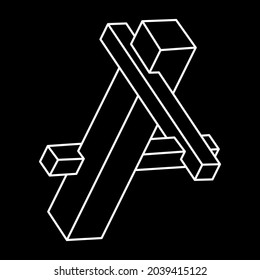 Unreal geometry. Impossible optical illusion shape. Optical art object. Impossible figure.