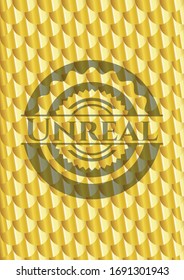 Unreal gold emblem or badge. Scales pattern. Vector Illustration. Detailed.