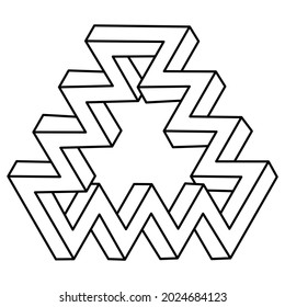 Unreal impossible geometric figure, vector element for design. Optical illusion shape. Optical art object.