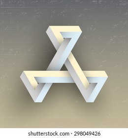 Unreal impossible geometric figure, vector element for design.