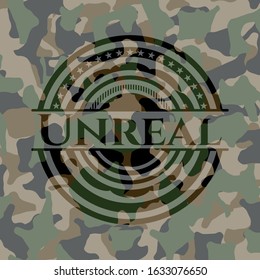 Unreal on camouflage texture. Vector Illustration. Detailed.
