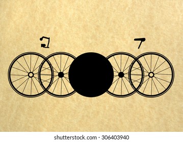 Unreal stylized bicycles for background, postcard, calendar, booklet, label