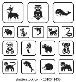 An unrealistic animal black icons in set collection for design. Toy animals vector symbol stock web illustration.