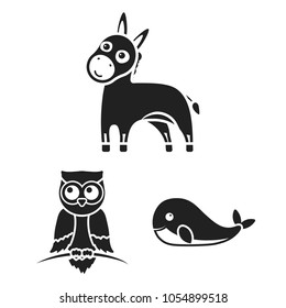 An unrealistic animal black icons in set collection for design. Toy animals vector symbol stock web illustration.
