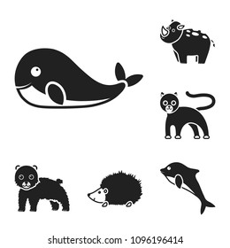 An unrealistic animal black icons in set collection for design. Toy animals vector symbol stock web illustration.