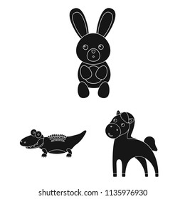An unrealistic animal black icons in set collection for design. Toy animals vector symbol stock web illustration.