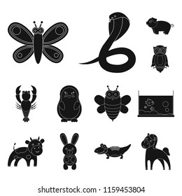 An unrealistic animal black icons in set collection for design. Toy animals vector symbol stock web illustration.