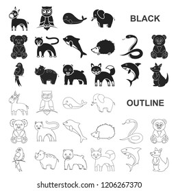 An unrealistic animal black icons in set collection for design. Toy animals vector symbol stock web illustration.