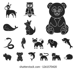 An unrealistic animal black icons in set collection for design. Toy animals vector symbol stock web illustration.