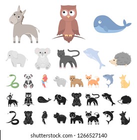 An unrealistic animal cartoon, black icons in set collection for design. Toy animals vector symbol stock web illustration.