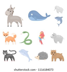 An unrealistic animal cartoon icons in set collection for design. Toy animals vector symbol stock web illustration.