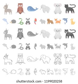 An unrealistic animal cartoon icons in set collection for design. Toy animals vector symbol stock web illustration.
