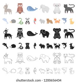 An unrealistic animal cartoon icons in set collection for design. Toy animals vector symbol stock web illustration.