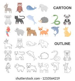 An unrealistic animal cartoon icons in set collection for design. Toy animals vector symbol stock web illustration.