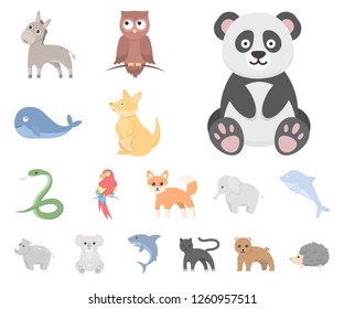 An unrealistic animal cartoon icons in set collection for design. Toy animals vector symbol stock web illustration.