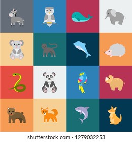 An unrealistic animal cartoon icons in set collection for design. Toy animals vector symbol stock web illustration.