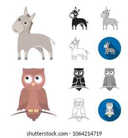 An unrealistic animal cartoon,black,flat,monochrome,outline icons in set collection for design. Toy animals vector symbol stock web illustration.