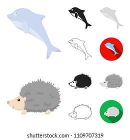 An unrealistic animal cartoon,black,flat,monochrome,outline icons in set collection for design. Toy animals vector symbol stock web illustration.