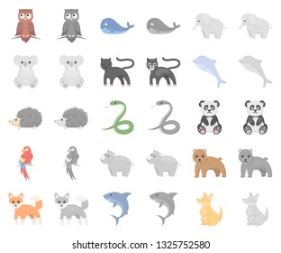 An unrealistic animal cartoon,monochrom icons in set collection for design. Toy animals vector symbol stock web illustration.