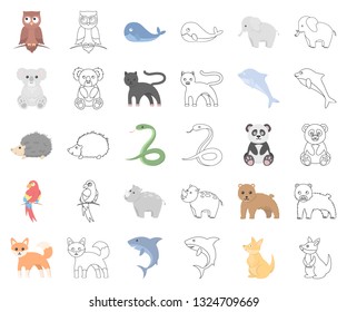 An unrealistic animal cartoon,outline icons in set collection for design. Toy animals vector symbol stock web illustration.
