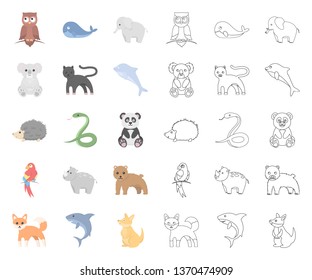 An unrealistic animal cartoon,outline icons in set collection for design. Toy animals vector symbol stock web illustration.