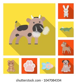 An unrealistic animal flat icons in set collection for design. Toy animals vector symbol stock web illustration.