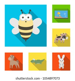 An unrealistic animal flat icons in set collection for design. Toy animals vector symbol stock web illustration.