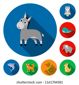 An unrealistic animal flat icons in set collection for design. Toy animals vector symbol stock web illustration.