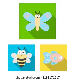 An unrealistic animal flat icons in set collection for design. Toy animals vector symbol stock web illustration.