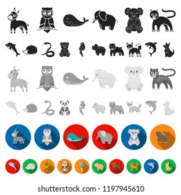 An unrealistic animal flat icons in set collection for design. Toy animals vector symbol stock web illustration.