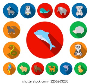 An unrealistic animal flat icons in set collection for design. Toy animals vector symbol stock web illustration.