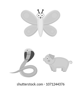 An unrealistic animal monochrome icons in set collection for design. Toy animals vector symbol stock web illustration.