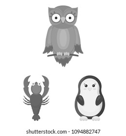 An unrealistic animal monochrome icons in set collection for design. Toy animals vector symbol stock web illustration.