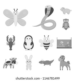 An unrealistic animal monochrome icons in set collection for design. Toy animals vector symbol stock web illustration.