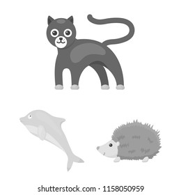 An unrealistic animal monochrome icons in set collection for design. Toy animals vector symbol stock web illustration.