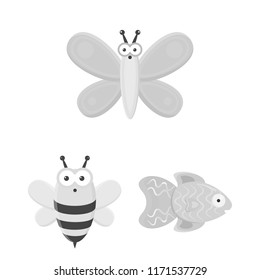 An unrealistic animal monochrome icons in set collection for design. Toy animals vector symbol stock web illustration.