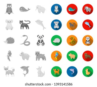 An unrealistic animal mono,flat icons in set collection for design. Toy animals vector symbol stock web illustration.