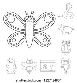 An unrealistic animal outline icons in set collection for design. Toy animals vector symbol stock web illustration.